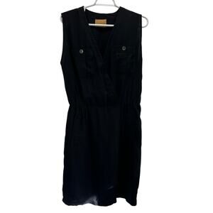 No. 6 Store Black Dress Suplice Wrap Neckline Utility Style Straight Skirt 3 Lg